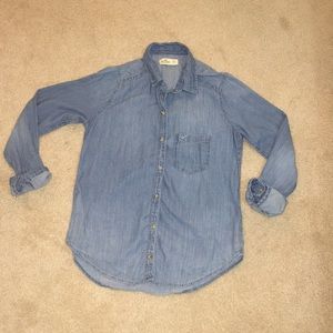 Denim shirt.